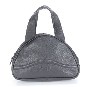 1円■新品同様■ヴィンテージ■YSL イヴ サンローラン■レザー ハンド バッグ ミニ ボストン ブラック 黒 トート レディース RRE CG22-2