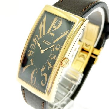 【1円スタート】【箱付き】TISSOT ティソ T117509A バナナウォッチ スクエア GP ブラック文字盤 クオーツ メンズ腕時計 429242