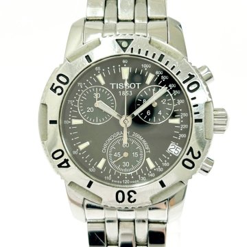 【1円スタート】TISSOT ティソ T362/462K クロノグラフ SS ブラック文字盤 クオーツ メンズ腕時計 469014