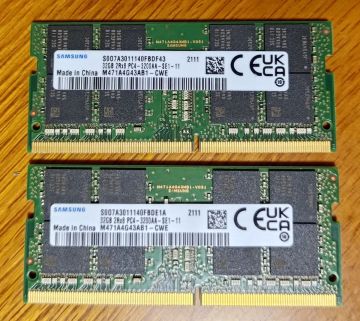 ノートPC用メモリ SODIMM Samsung M471A4G43AB1-CWE DDR4-3200 PC4-25600 32GBx2枚 合計64GB 送料無料