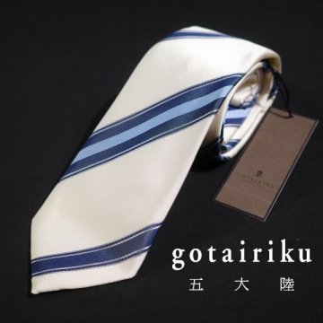 新品1円～★定価1.4万 五大陸 ゴタイリク 日本製 シルク絹100% 西陣織ネクタイ ストライプ 正規店本物 ◆1791◆