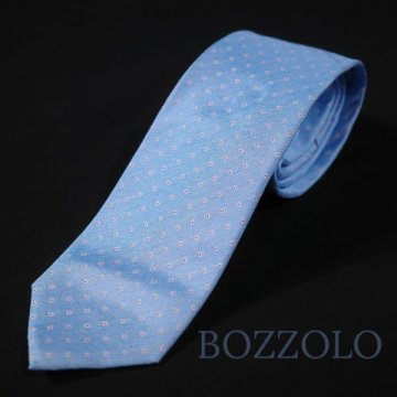 新品1円～★高島屋 BOZZOLO ITALY ボッゾーロ イタリー 日本製 イタリア生地シルク絹100％ ネクタイ 百貨店取扱 織柄 ブルー◆1781◆