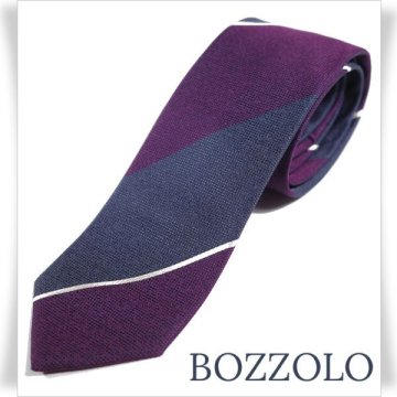 新品1円～★高島屋 BOZZOLO ITALY ボッゾーロ イタリー 日本製 シルク絹100％ ネクタイ 百貨店取扱 織柄 ネイビー ストライプ◆1780◆