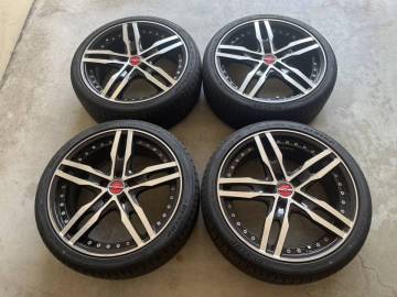 【美品・バリ溝！！】215/40/R18 ダンロップ・LE MANS V＋　SHALLEN（シャレン）ホイール付き4本セット ◎2023年製◎　ヴォクシー・ノア等