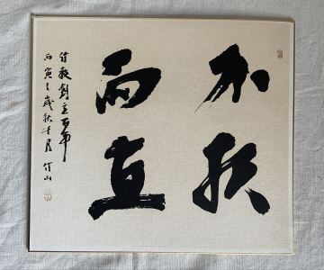 真作 上条信山 色紙 書画 長野の画家 文化功労者 独自書風 額装 肉筆 書