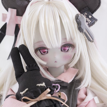 ☆STJ☆ 堕天使ちゃんカスタムヘッド・ボディ・アイ・ウイッグ・お洋服［グレー肌］　（1/4doll・MDDサイズ）