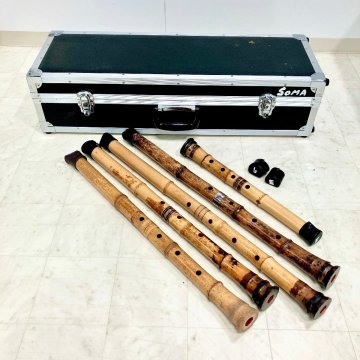 蘇さ(PGY107)和楽器　尺八　在銘　5本おまとめ　ケース付き　中古品　140サイズ