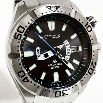 美品 稼働品 CITIZEN シチズンH112-T016651/PMD56-3081 プロマスター マリーン 電波ソーラー メンズ時計 黒文字盤 純正ベルト ダイバー