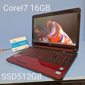 ★最強Corei7★メモリ16GB/新品SSD512GB/LIFEBOOK/AH77/G/Windows11/ブルーレイ/Webカメラ/Office2021/富士通/FUJITSU/ガーネットレッド