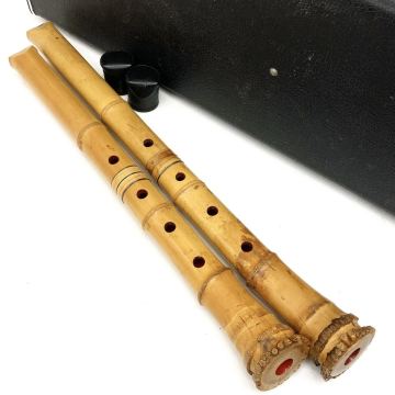 尺八 林山 都山流 吹奏楽器 和楽器 竹笛 竹製 2本セット ハードケース付き alp古0729
