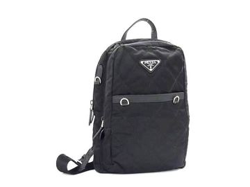 1円 ■美品■ PRADA プラダ テスートナイロン リュックサック バックパック レディース ブラック系 FR1928