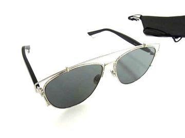1円 ■美品■ ChristianDior クリスチャンディオール 84JOT 57□14 145 サングラス 眼鏡 メガネ めがね シルバー系×ブラック系 FR2124