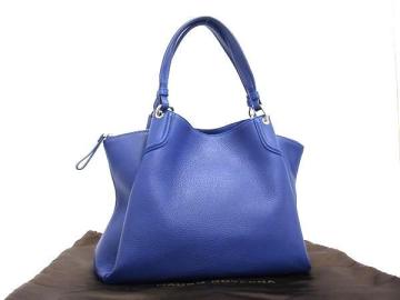 1円 ■極美品■ MAURO GOVERNA マウロ ゴヴェルナ レザー ハンドバッグ トートバッグ レディース ブルー系 FR1794