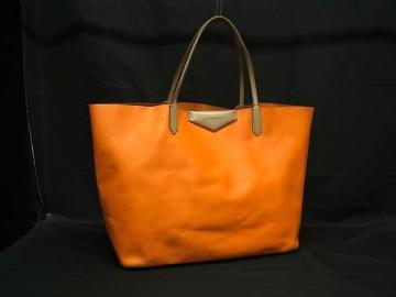1円 GIVENCHY ジバンシィ アンティゴナ レザー ハンドバッグ トート ショルダー 肩掛け レディース オレンジ系 FR0709