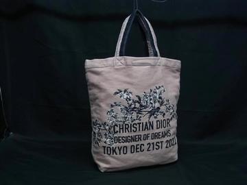 1円 ChristianDior クリスチャンディオール 夢のクチュリエ展限定 キャンバス トートバッグ ハンドバッグ ピンク系×ネイビー系 BK9968