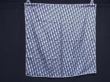 1円 ■新品同様■ ChristianDior クリスチャンディオール トロッター シルク100% スカーフ ストール ショール ホワイト系 FK9973