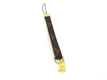 1円 ■美品■ LOUIS VUITTON ルイヴィトン モノグラム ストラップ キーホルダー チャーム ブラウン系 GA4015