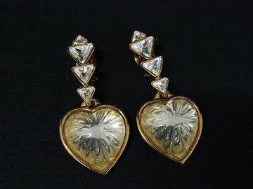 1円■美品■ YVESSAINTLAURENT イヴサンローラン ヴィンテージ クリップ式 ハート イヤリング アクセサリー レディース ゴールド系 BK9713