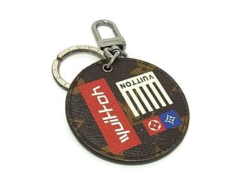 1円 LOUIS VUITTON ルイヴィトン M68300 モノグラム ポルトクレ ラウンド キーホルダー バックチャーム ブラウン系 FR1555