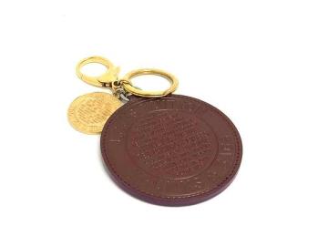 1円 LOUIS VUITTON ルイヴィトン M93605 ヴェルニ ポルト クレ ロン T&B キーホルダー バックチャーム ポムダムール ブラウン系 FR1393