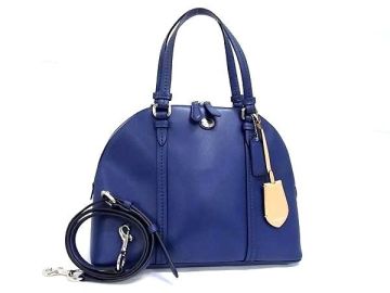 1円 ■美品■ COACH コーチ F25671 コーラ ドーム サッチェル レザー 2WAY クロスボディ ハンドバッグ ショルダー ブルー系 BL9869