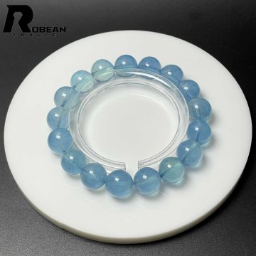 絶賛 EU製 定価21万円★ROBEAN・ブルーグリーンアクアマリン★パワーストーン ブレスレット 天然石 原石 綺麗 お守り 11.8-12.7mm M0723936