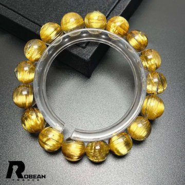 逸品 EU製 定価472万円★ROBEAN・極!極満針ルチルクォーツ★猫目 ブレスレット パワーストーン 天然石 金運 お守り 11.8-12.7mm D0401770