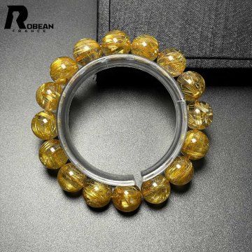 夢色 EU製 定価143万円★ROBEAN・極!極満針ルチルクォーツ★ ブレスレット パワーストーン 天然石 金運 お守り 13.3-13.8mm D0401776