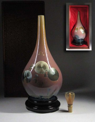 緑屋s■ 中国古玩　漢聲窯　結晶釉　大花瓶　高約56cm　箱付　台湾 醴陵窯 暁芳窯 唐物 時代物　i9/7-6540/31-2#160
