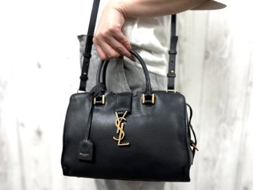 極美品 SAINT LAURENT PARIS サンローラン パリ YSL ベイビーカバス ハンドバッグ ショルダー バッグ レザー 黒 2WAY 88275