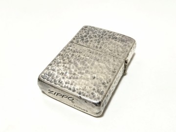 希少 ZIPPO ジッポー 80s スターリングシルバー ハンマートーン 槌目 STERLING イタリック 斜字体 筆記体 純銀製 スターリング 1986年製.