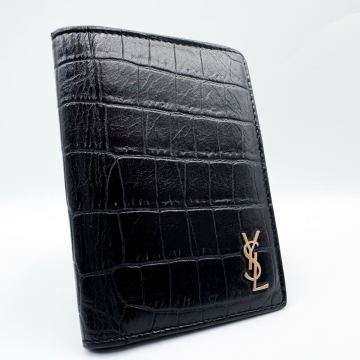1円【極美品・希少・入手困難】サンローラン SAINTLAURENT カサンドラ クロコ YSL 二つ折り財布 カードケース カード入れ 札入れ ロゴ金具