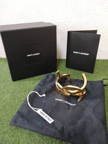 17775-01★美品★SAINT LAURENT/サンローラン women バングル ブレスレット ゴールド レディース アクセサリー★