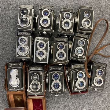 【31】計18個 二眼レフカメラ まとめ売り 金属 フィルムカメラ RICOHFLEX YASHICAFLEX MINOLTAFLEX BEAUTYFLEX など ジャンク品