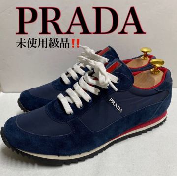 プラダ　メンズ　スニーカー 未使用級品　ネイビー　PRADA 新品同様