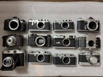 ★12台まとめ★ フィルム・レンジファインダーカメラ【PENTAX LX ブラック/ Canon P/ MINOLTA MEMO/ EXAKTA VX/ LEOTAX等】現状/ジャンク品
