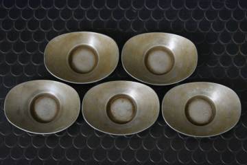 うぶ品　時代物　古錫　間昌自造　茶托 五客　煎茶道具　古美術品