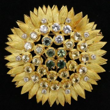 おたからや◆750/Pt900刻印 池田啓子/AKコレクションジュエリー《約29.4ｇ》石付ブローチ【Y-YA02033】