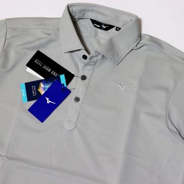 ●送料390円可能商品 ミズノ ゴルフ MIZUNO GOLF 新品 メンズ 吸汗速乾 ストレッチ 半袖 ポロシャツ 灰 [52JA9056031N-XL]一 三 参★QWER