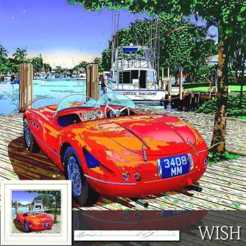 【真作】【WISH】鈴木英人「恋するマイアミ2」シルクスクリーン 10号大 直筆サイン ◆フェラーリ・人気作 　　〇人気作家 #25073456