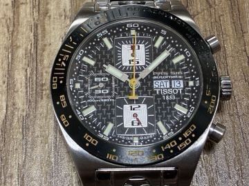 TISSOT ティソ 自動巻き　Valjoux7750 ETA スイス　不動品　裏蓋スケルトン　純正ブレス　クロノグラフ　綺麗