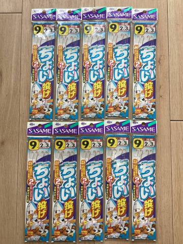 ゆうパケットミニ180円発送！　(ササメ) 　キス・カレイ・五目釣り仕掛け　ちょい投げ　鈎9号　ハリス2号　10点セット