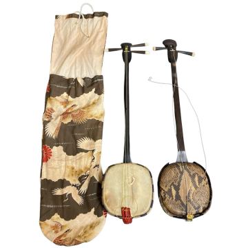 三味線 三線 2 棹 まとめ 蛇柄 和楽器 弦楽器 伝統 楽器 沖縄 琉球 当時もの レトロ ビンテージ