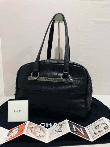 CHANEL ● 極美品 チョコバー ハンドバッグ レザー シャネル ブラック 黒 バッグ ミニボストンバッグ ショルダーバッグ