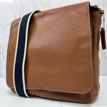 美品/A4収納 COACH コーチ メッセンジャーバッグ ショルダー トレスポ レザー 本革 斜め掛け 通勤 通学 ビジネス 自立 メンズ ブラウン 