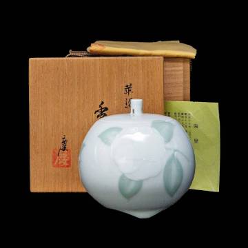 京都⑧◆ 伊東慶 造 華泥 椿 香炉 共箱 共布 栞 茶道具