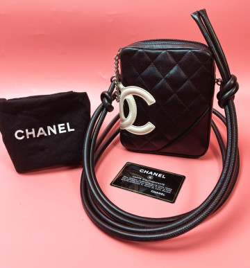 超美品◆CHANELシャネルマトラッセカンボンライン黒×白スモールポシェットヴィンテージVintageココマークショルダーバッグ斜め掛け8番台