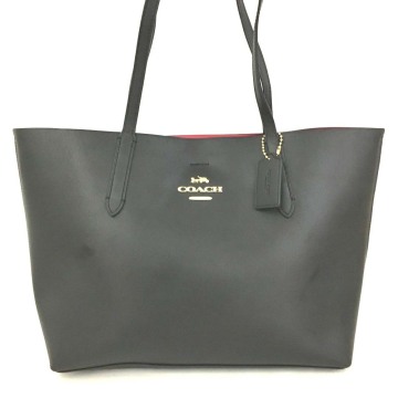 美品 COACH コーチ アベニュー ロゴ レザー トートバッグ　ブラック　/JB0172