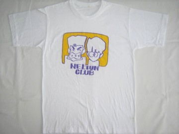 ★古着 目立つシミ・汚れ有り NELTUN CLUB ねるとん紅鯨団 Tシャツ M 白 TUNNELS とんねるず 石橋貴明 木梨憲武 当時物 古い 昭和 レトロ★