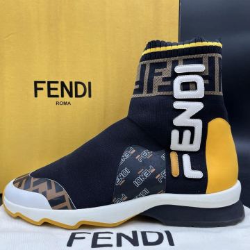 1円 【美品】 FENDI フェンディ FILA フィラ コラボ フェンディマニア ソックススニーカー ズッカ メンズ スニーカー シューズ 靴 25cm相當(dāng)